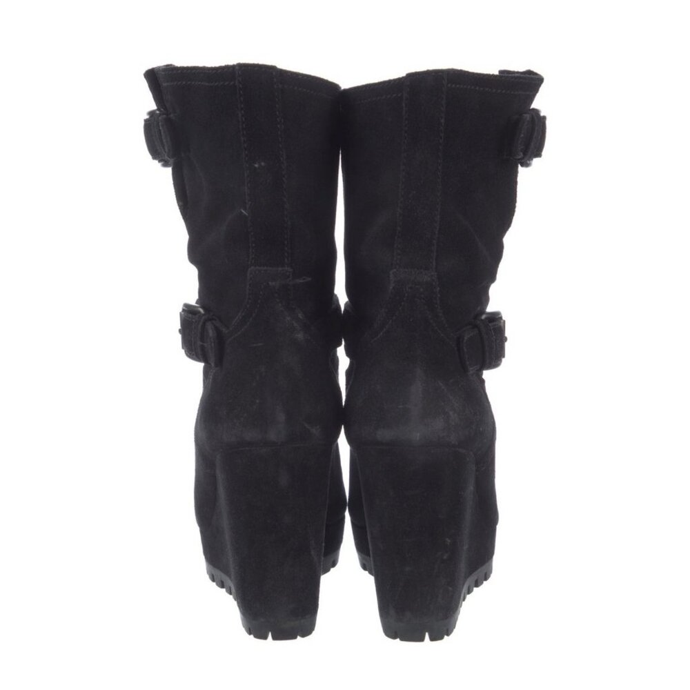 Prada Authentic Solid Black Suede Leather Wedge H… - image 3